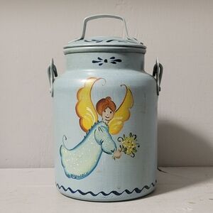 Painted Metal Tin Jar with